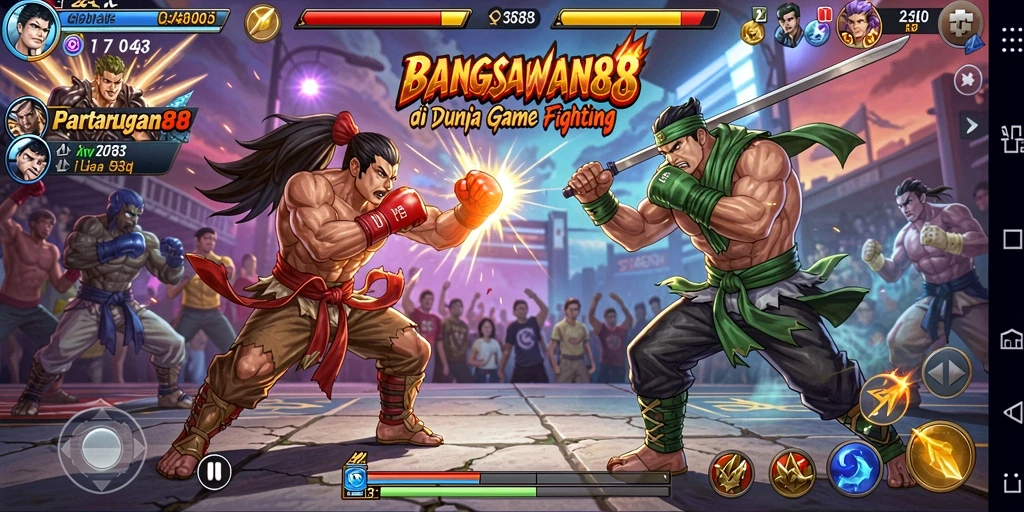 Tampilan gameplay seru dari BANGSAWAN88 yang menampilkan pertarungan epik.