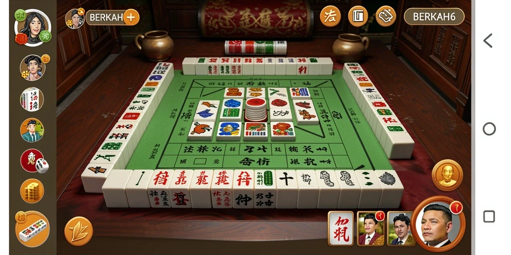 Tangkapan layar menampilkan gameplay seru dari permainan Mahjong.