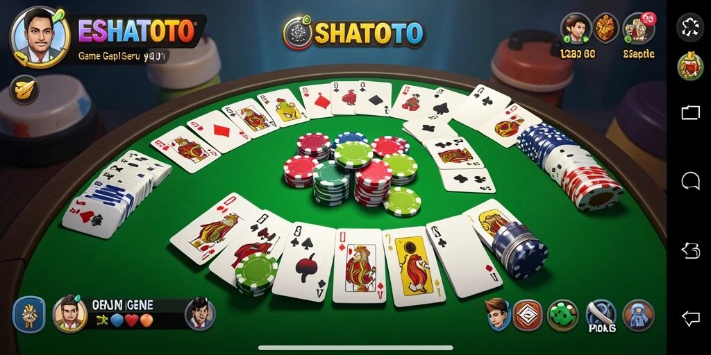 Gameplay ESHATOTO menampilkan keseruan permainan Gaple yang interaktif.