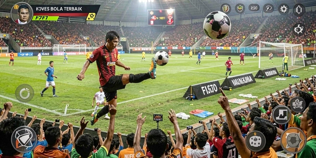 Tampilan gameplay F7F7 yang mendebarkan di lapangan sepak bola.