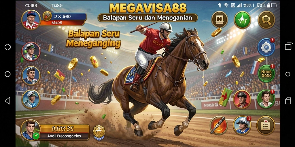 Tampilan gameplay seru dari MEGAVISA88 saat balapan.