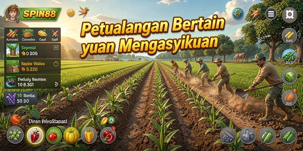 Tampilan menarik dari gameplay SPIN88 yang menampilkan aktivitas bertani.