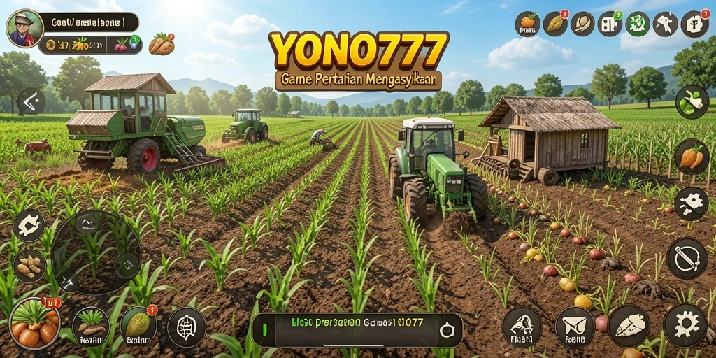 Tampilan gameplay YONO777 dengan aktivitas pertanian yang seru.